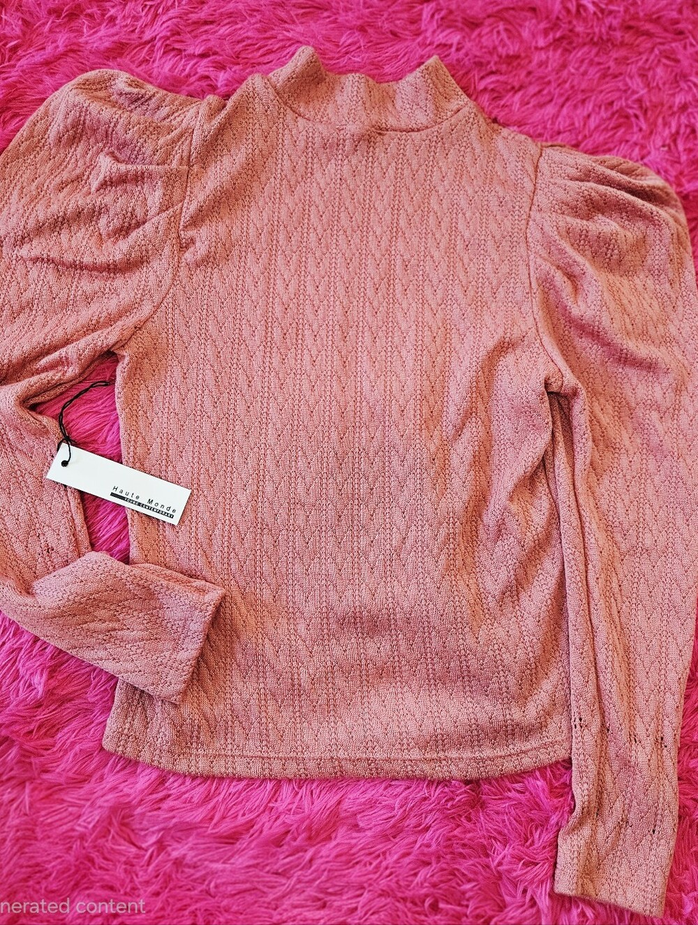Haute Monde Dusty Rose Knit Puff Sleeve Sweater
